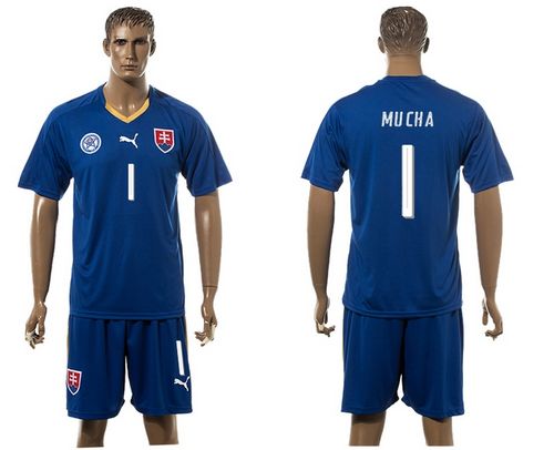 Slovakia #1 Mucha Blue Away Soccer Country Jersey